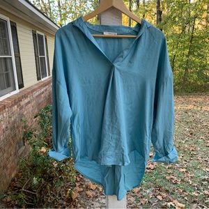 Timing Blue Chambray Blouse